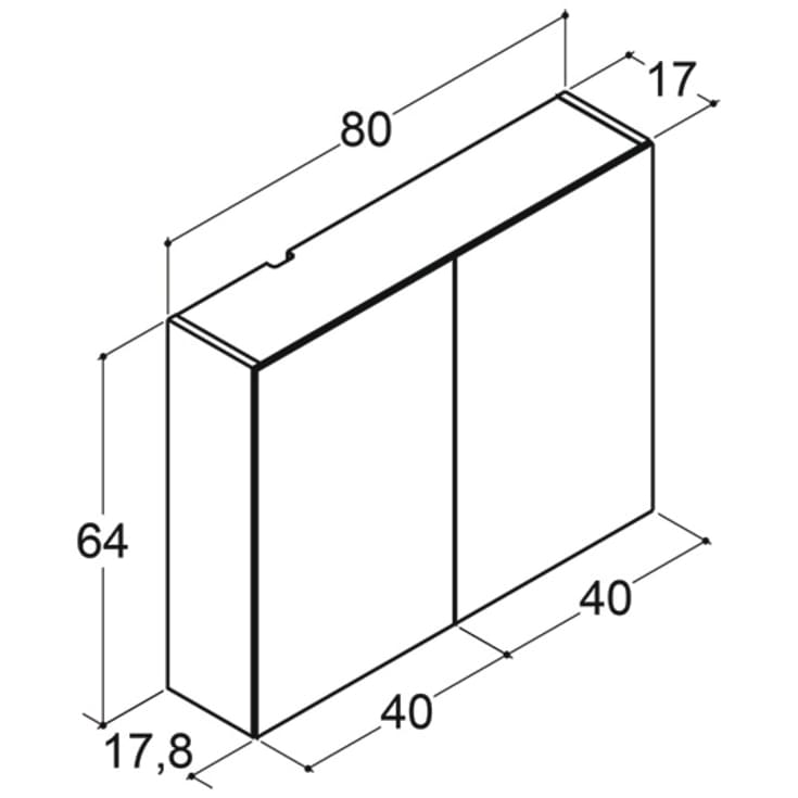Dansani Mido+ Select spejlskab, 80x64 cm, eg