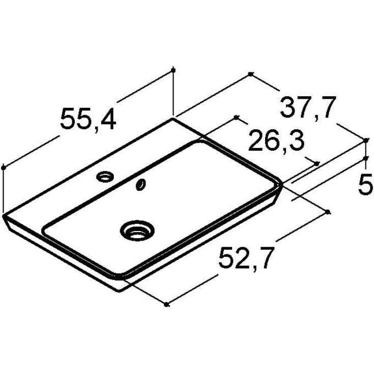 Dansani Mido+ Mini Marbelique håndvask, 56x38 cm, hvid