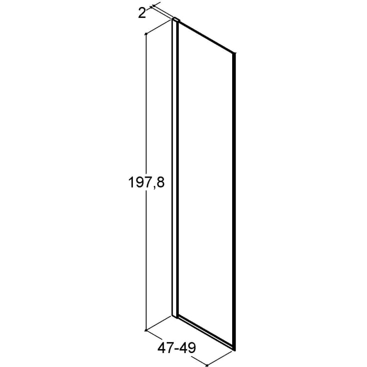 Dansani Match duschvägg, modell D, 47 cm, klart glas, svart profil