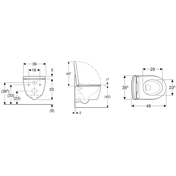 Geberit iCon væghængt toilet, uden skyllekant, hvid