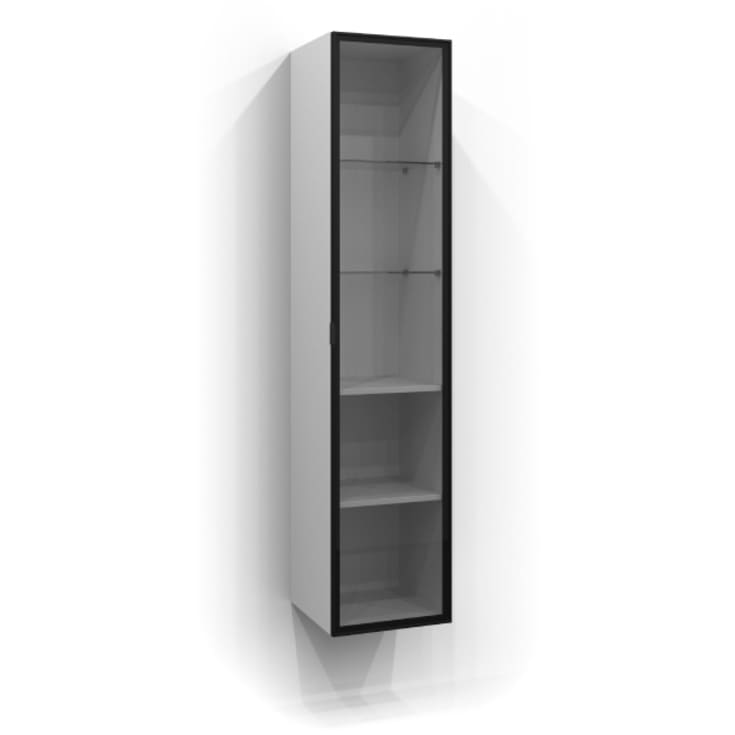 Svedbergs dør til høyskap vitrine, 35x160 cm, sort matt/røkfarget glass