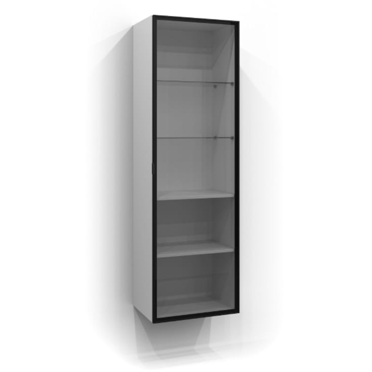 Svedbergs dør til høyskap vitrine, 50x160 cm, sort matt/røkfarget glass