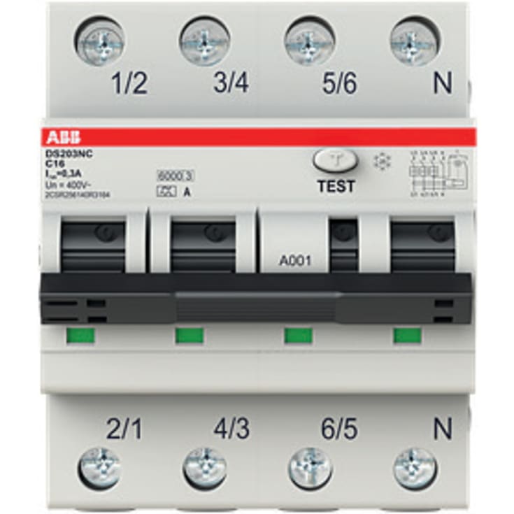 Kombinasjonsbryter PFI C 16A, 300mA, 3P+N, DS203NC