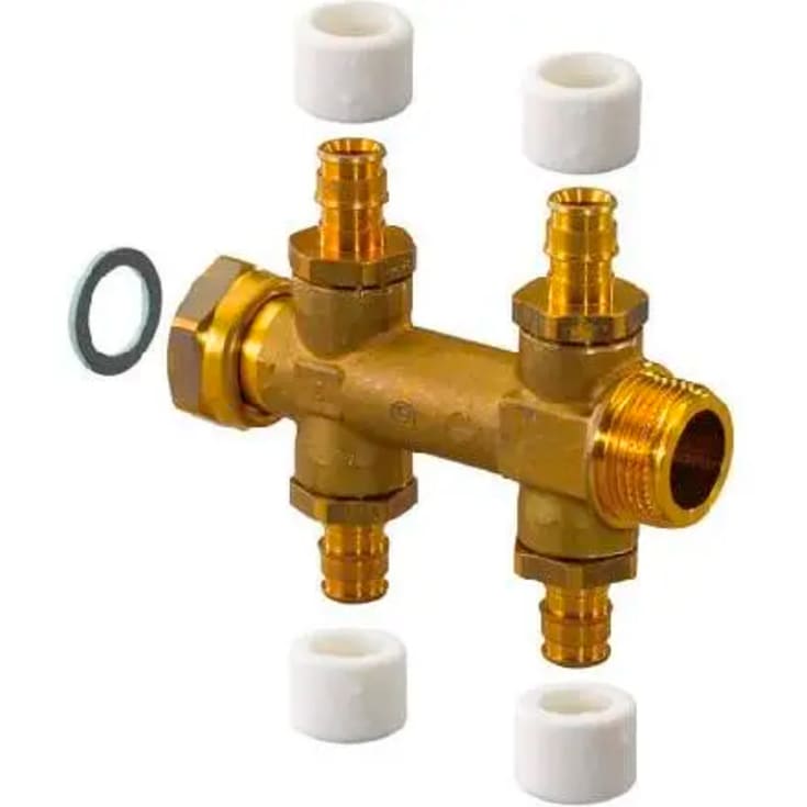 Uponor Aqua Plus Q&E samlestokk 3/4", 2+2 avgreninger med 15 mm kobling