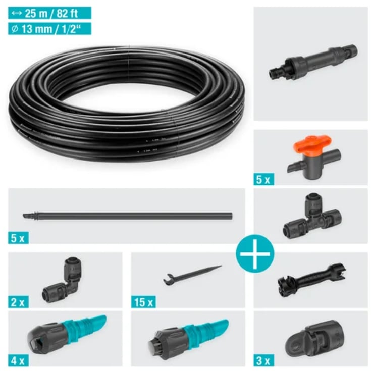Gardena micro-drip grøntsags-/blomsterbedssæt 60 m2