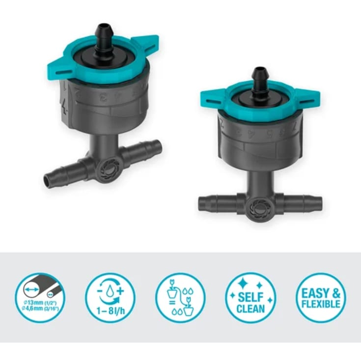 10 stk Gardena Micro-Drip-System justerbar rækkedrypvander, trykkompens