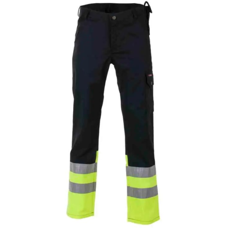 Bekken & Strøm Dokka arbeidsbukse, HiVis kl.1, unisex, str. C50, sort/gul