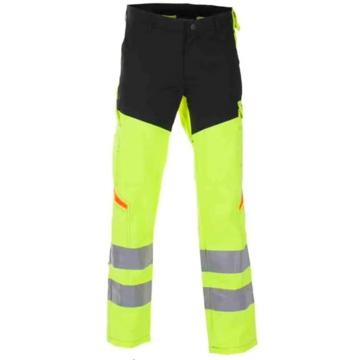 Bekken & Strøm Bergset arbeidsbukse, HiVis kl.2, unisex, str. C64, gul/sort