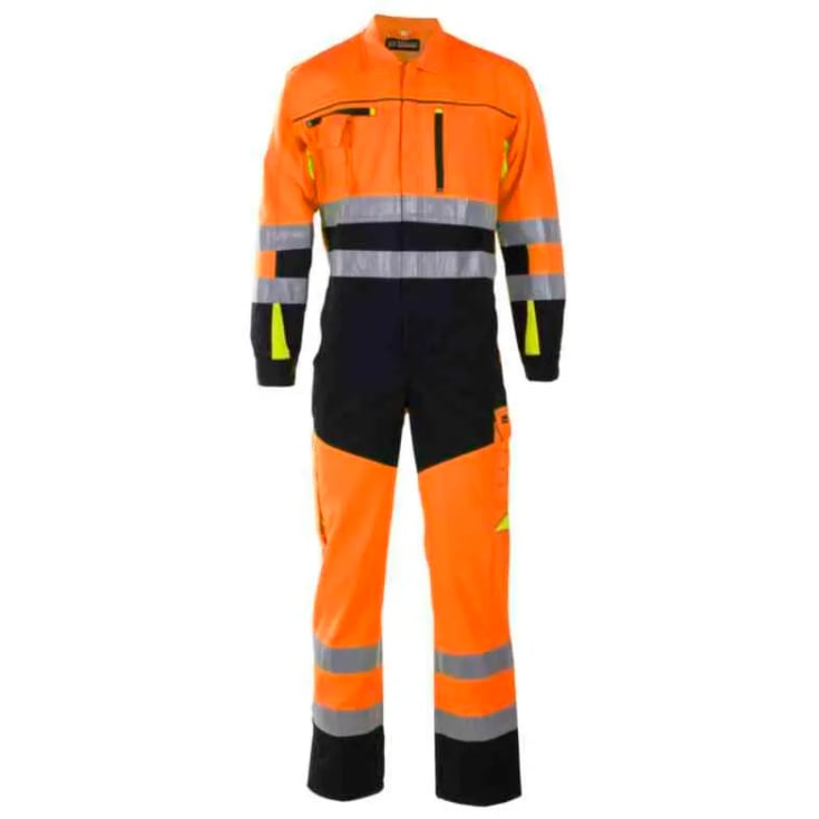 Bekken & Strøm Bergset kjeledress, HiVis kl.3, unisex, str. 54, oransje/sort