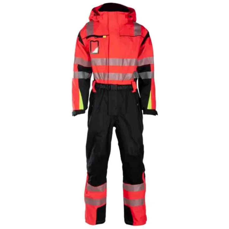 Bekken & Strøm Halten Extreme skalldress, HiVis kl.3, unisex, str. L, rød/sort