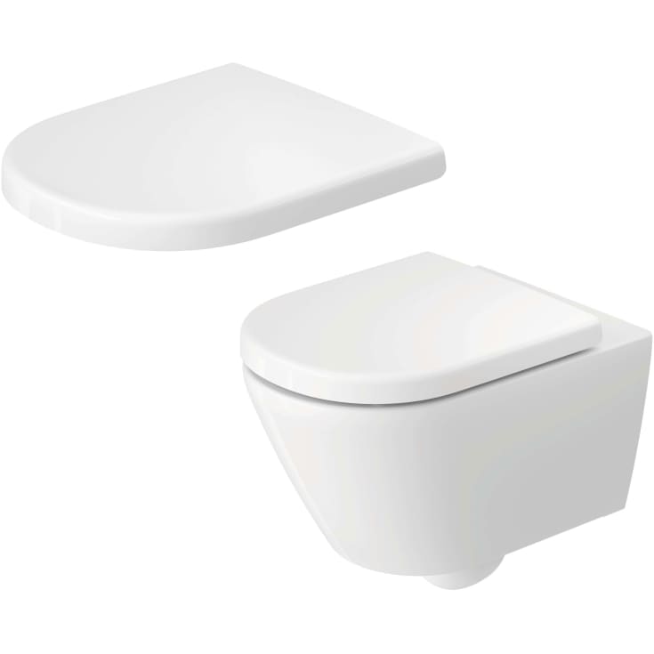 Duravit D-Code væghængt toilet, uden skyllekant, hvid