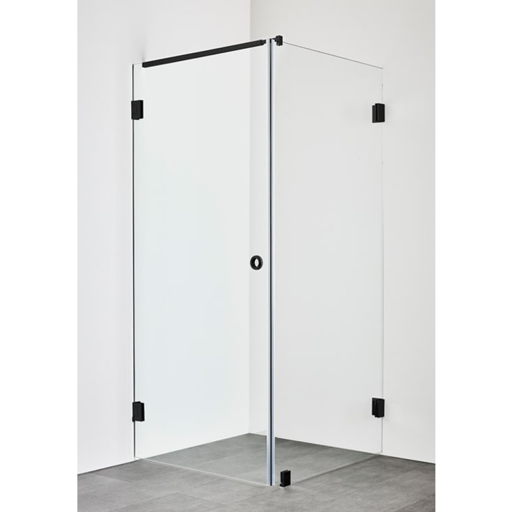 Hafa Infinity Combi dusjhjørne, 90x90 cm, klart glass, sort profil