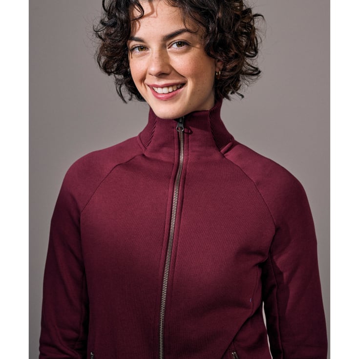 ID dame cardigan med lynlås, Bordeaux, 3XL