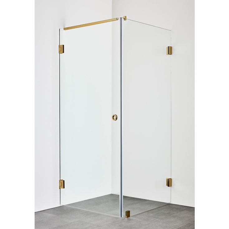 Hafa Infinity Combi dusjhjørne, 80x80 cm, klart glass, messing profil
