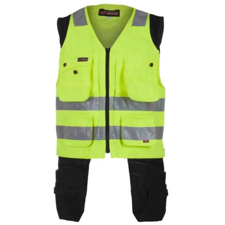 Bekken & Strøm Dokka håndverksvest, HiVis kl.1, unisex, str. L, gul/sort
