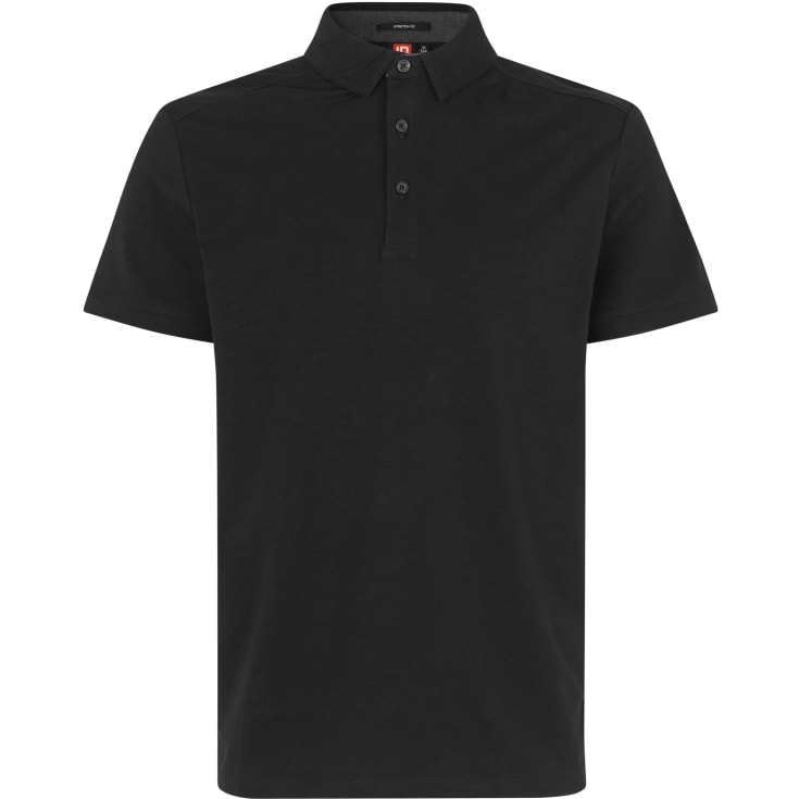 ID business polo med stretch, Sort, L