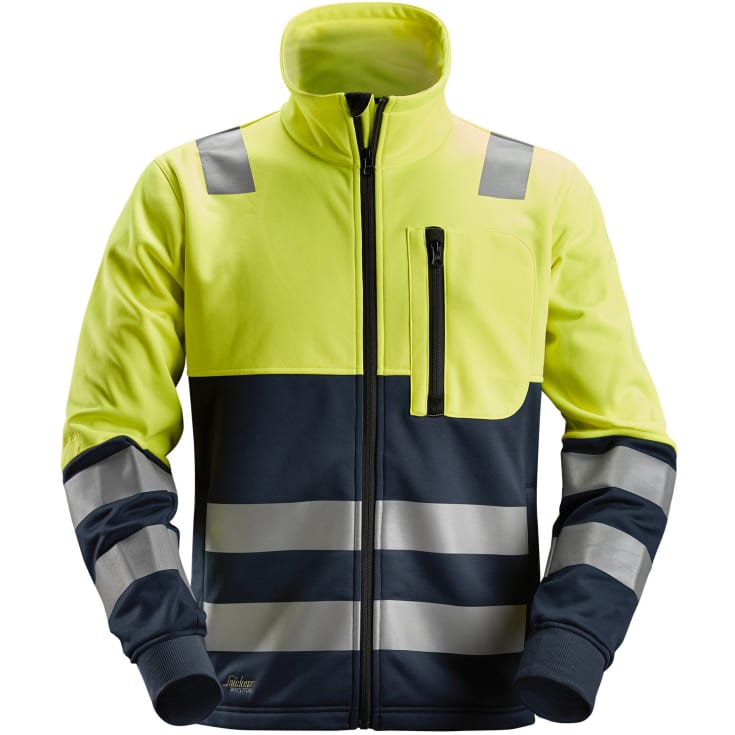 Snickers AllroundWork fleecejakke 8035, Hi-visĀ Gul/Marine, L