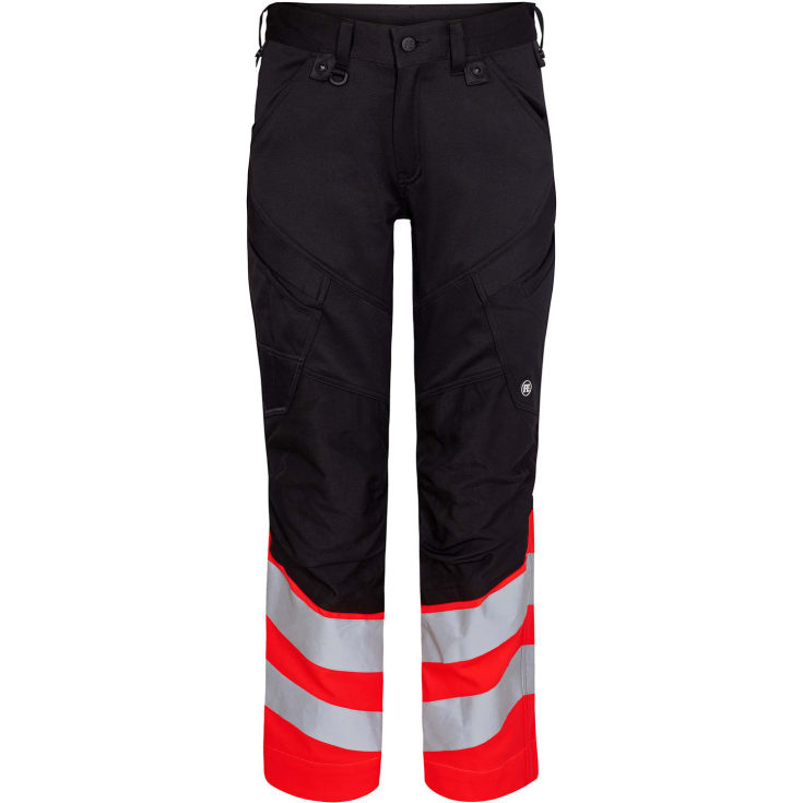 Engel Safety arbejdsbukser, Sort/Hi-Vis Rød, 88