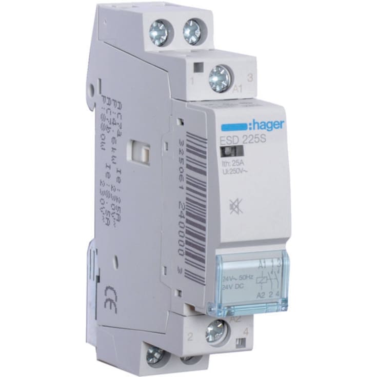 Kontaktor 25A 2 kontakter 24V AC 1M summingsfri ESD225S
