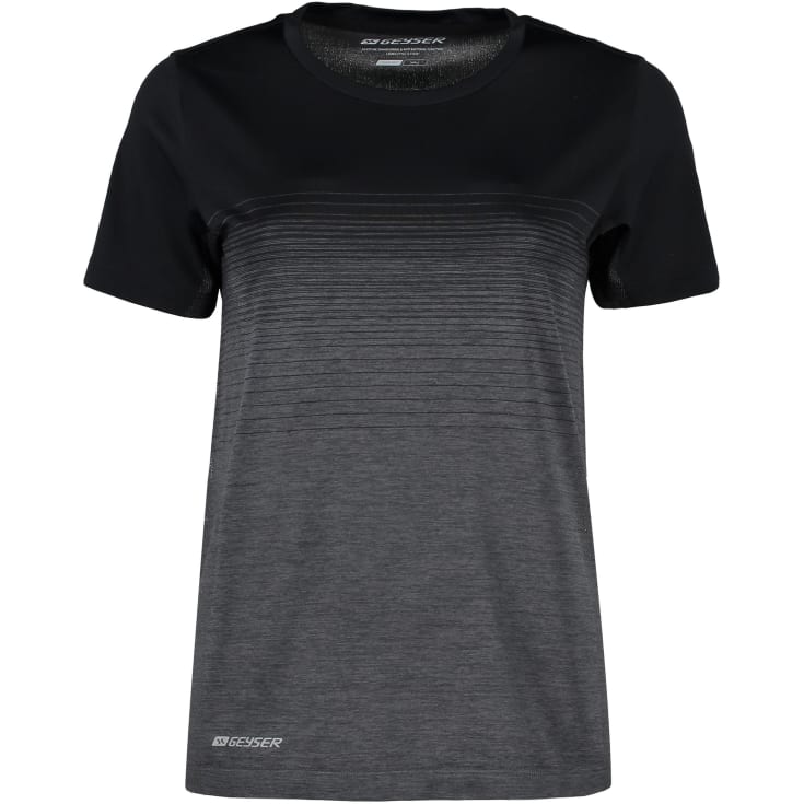 GEYSER seamless stribet dame T-shirt, Sort, S