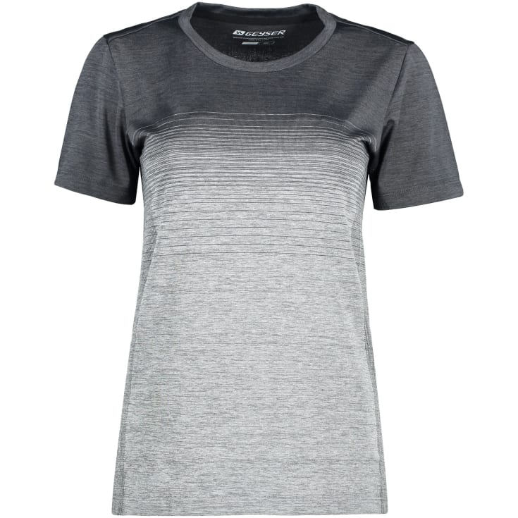 GEYSER seamless stribet dame T-shirt, Anthracite melange, L