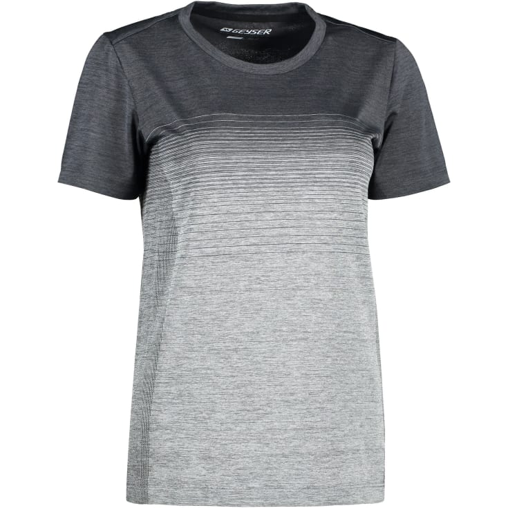 GEYSER seamless stribet dame T-shirt, Anthracite melange, L