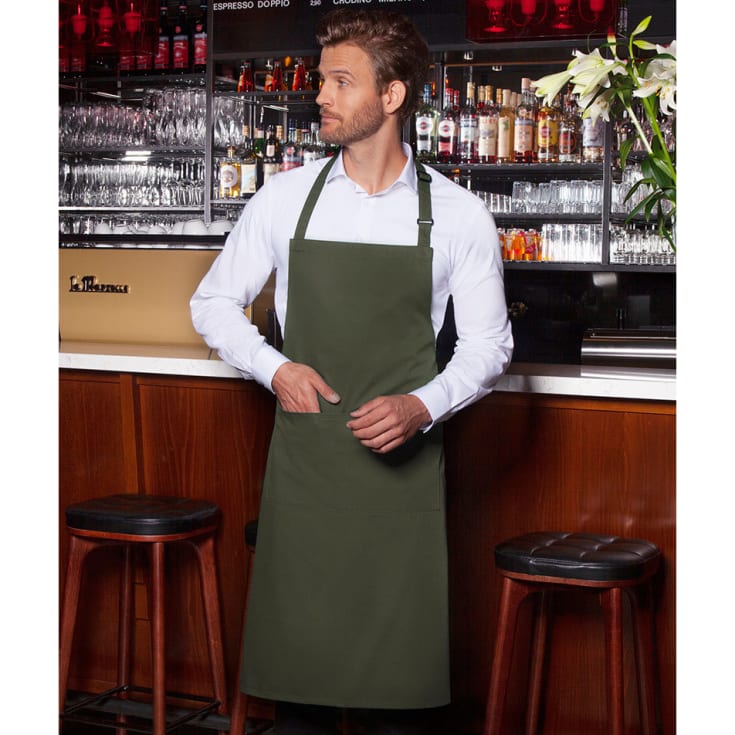 Karlowsky Basic forklæde med lommer, mosgrøn, onesize