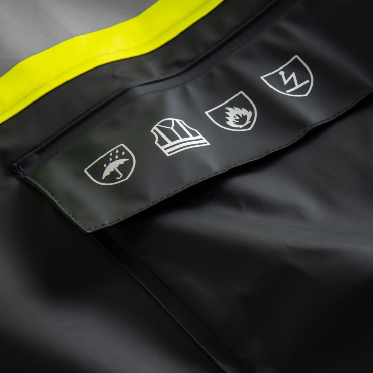 Lyngsøe PU regnjakke, Hi-vis Gul/Marine, 4XL