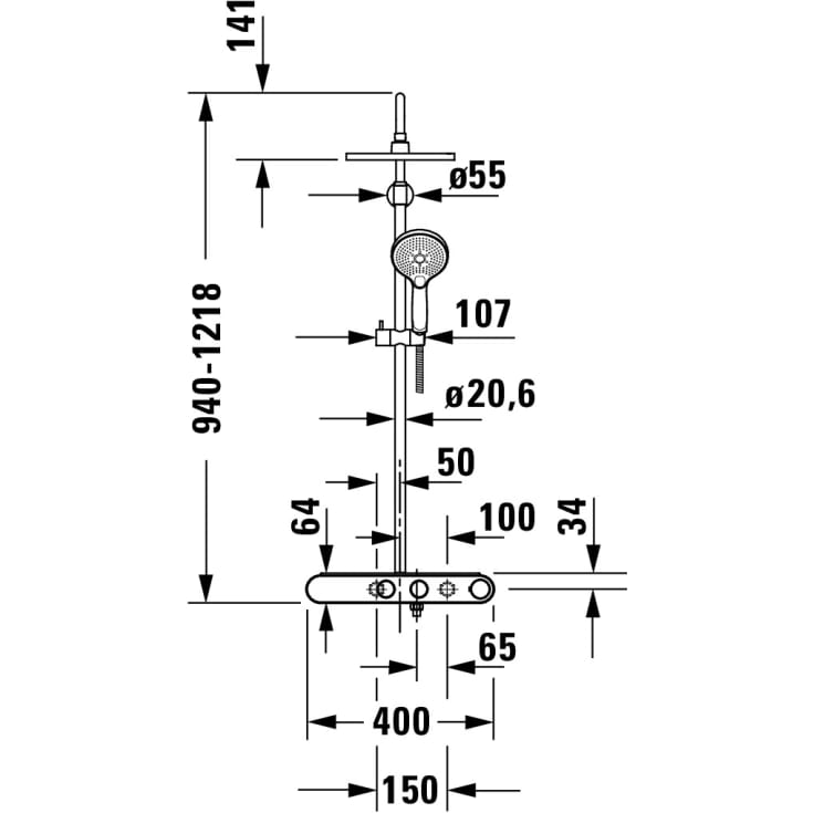 Duravit Shelf 1050 brusesæt, vandbesparende,  krom