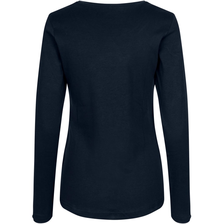 ID Interlock langærmet dame T-shirt, Marine, L