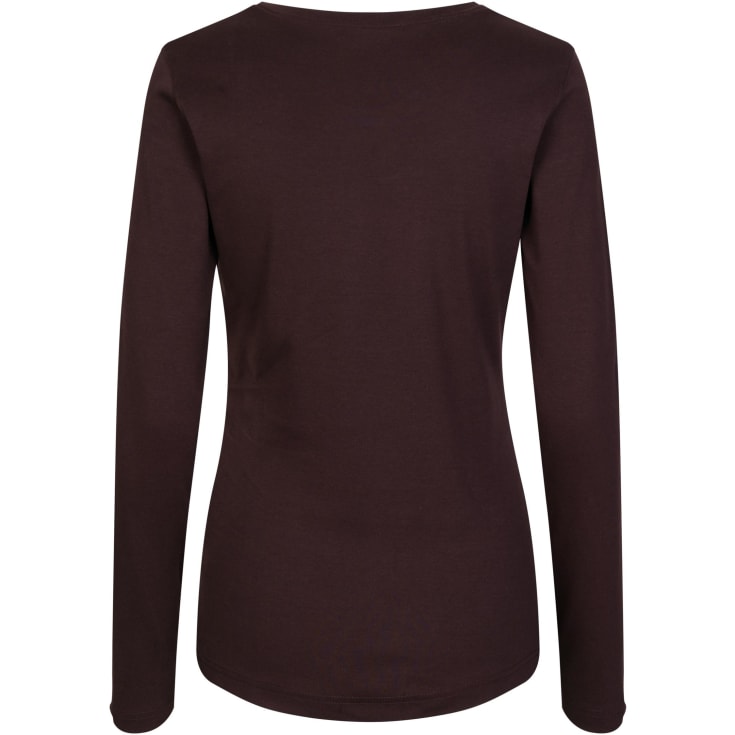 ID Interlock langærmet dame T-shirt, Dark bourdeaux, L