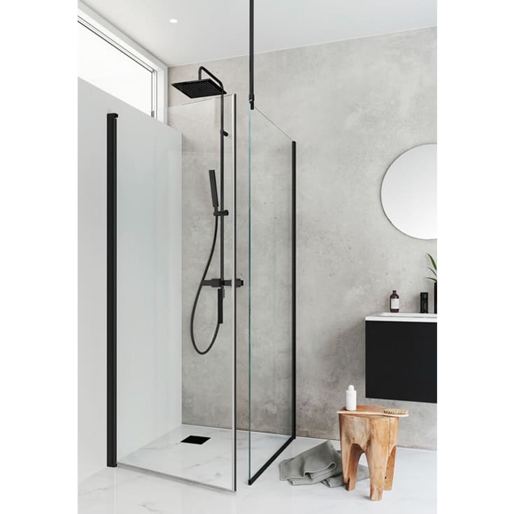 Hafa Igloo Pro dusjhjørne, 80x80 cm, klart glass, sort profil