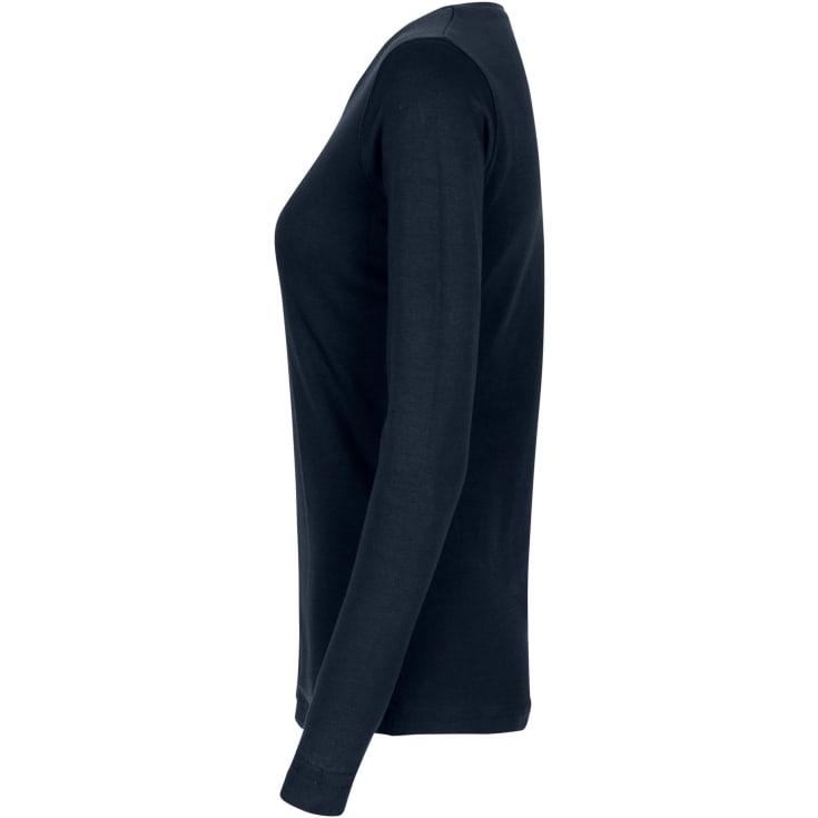 ID Interlock langærmet dame T-shirt, Marine, L