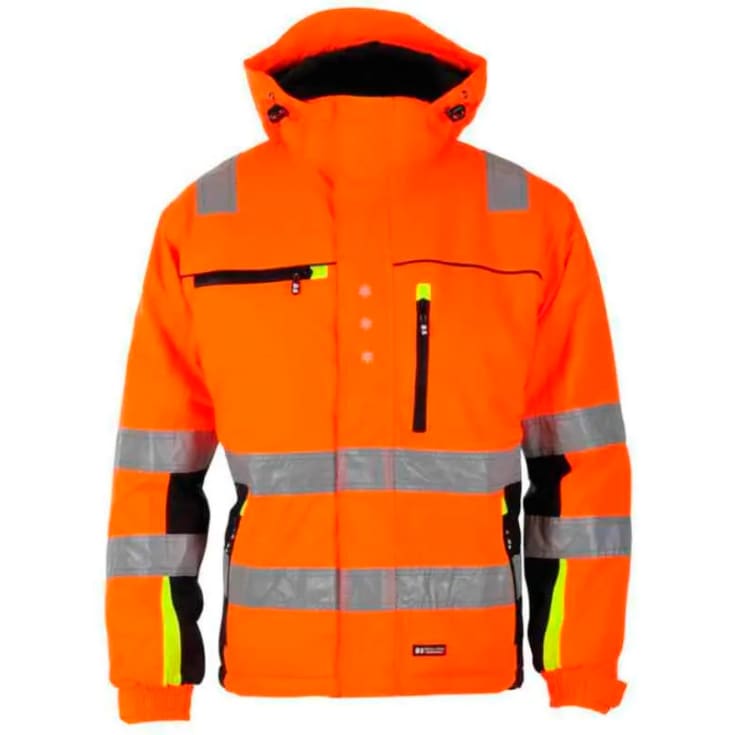Bekken & Strøm Bergset vinterjakke, HiVis kl.3, unisex, str. M, oransje/sort