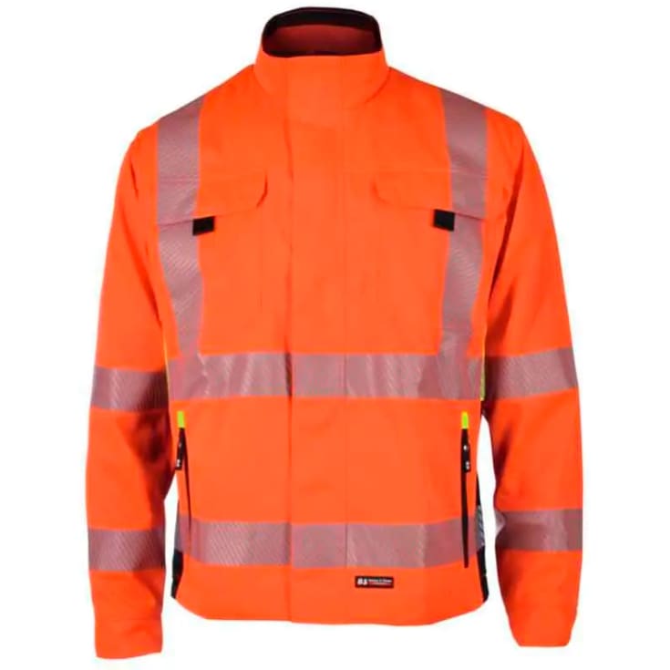 Bekken & Strøm Gjøvik arbeidsjakke, HiVis kl.3, unisex, str. 46, oransje/sort