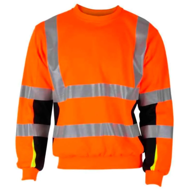 Bekken & Strøm Bergset collegegenser, HiVis kl.3, unisex, str. 2XL, oransje/sort