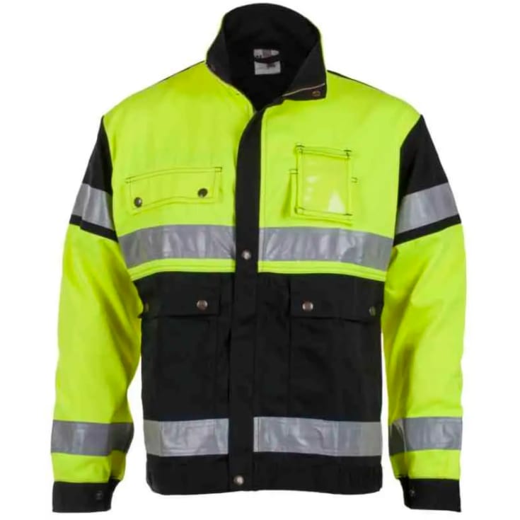 Bekken & Strøm Dokka arbeidsjakke, HiVis kl.2, unisex, str. 62, gul/sort