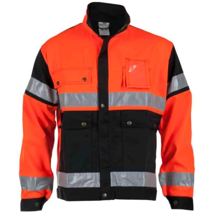 Bekken & Strøm Dokka arbeidsjakke, HiVis kl.2, unisex, str. 44, oransje/sort