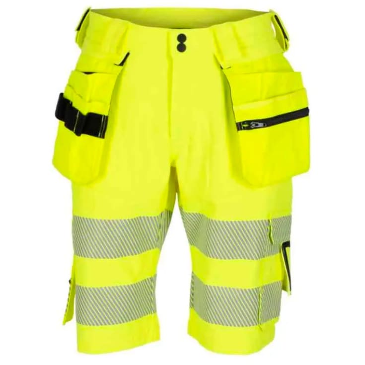 Bekken & Strøm Lillehammer arbeidsshorts, kl.1, unisex, str. C54, gul/sort, HiVis