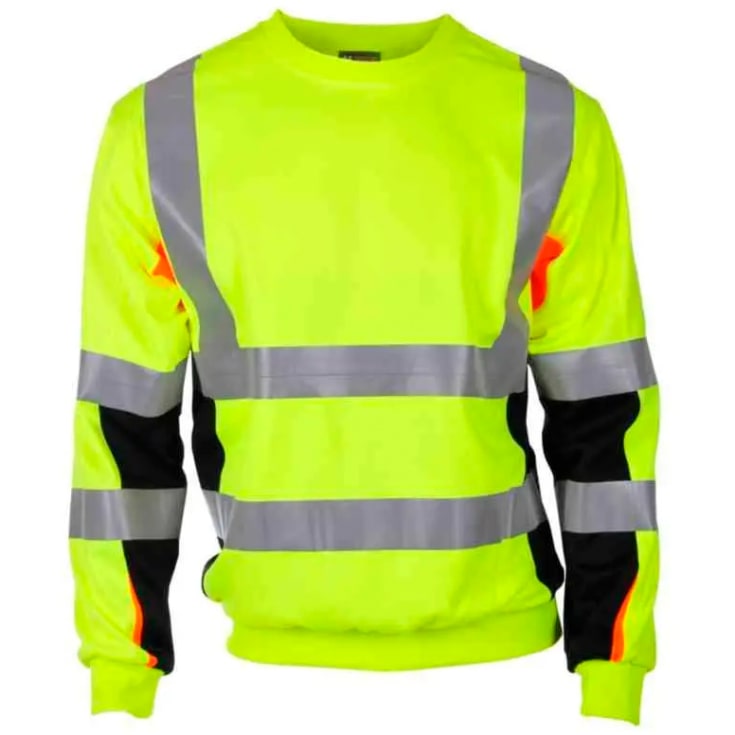 Bekken & Strøm Bergset collegegenser, HiVis kl.3, unisex, str. 4XL, gul/sort