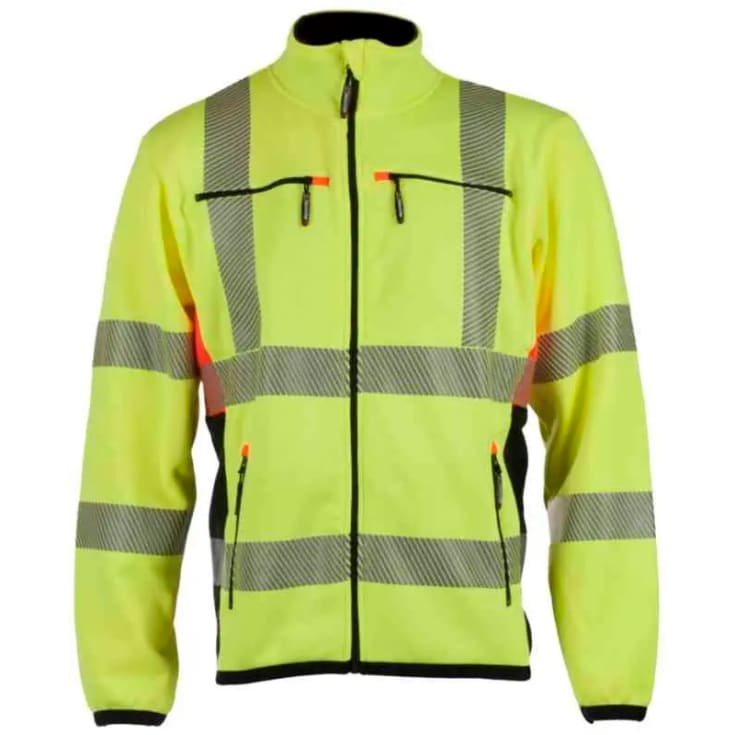 Bekken & Strøm Gjøvik fleecejakke, HiVis kl.3, unisex, str. 3XL, gul/sort