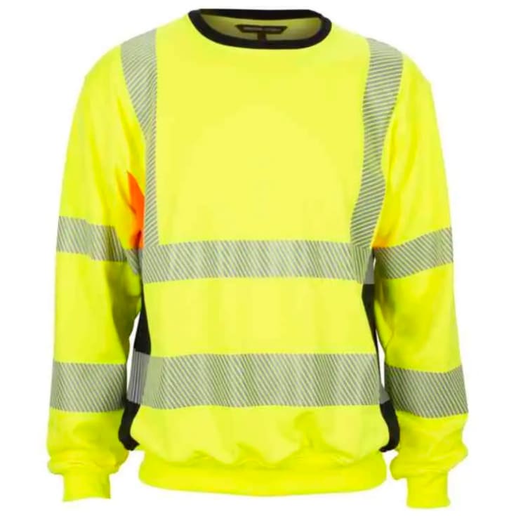 Bekken & Strøm Gjøvik collegegenser, HiVis kl.3, unisex, str. XL, gul/sort