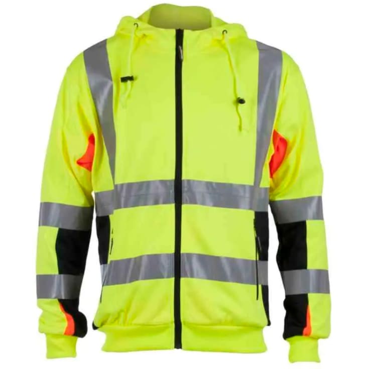 Bekken & Strøm Bergset hettejakke, HiVis kl.3, unisex, str. 3XL, gul/sort