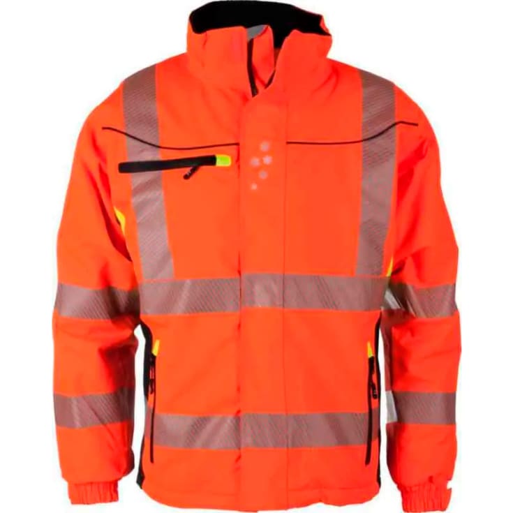 Bekken & Strøm Gjøvik allvær vinterjakke, HiVis kl.3, unisex, str. 3XL, oransje/sort