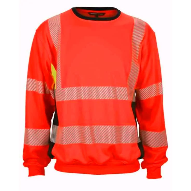 Bekken & Strøm Gjøvik collegegenser, HiVis kl.3, unisex, str. M, rød/sort