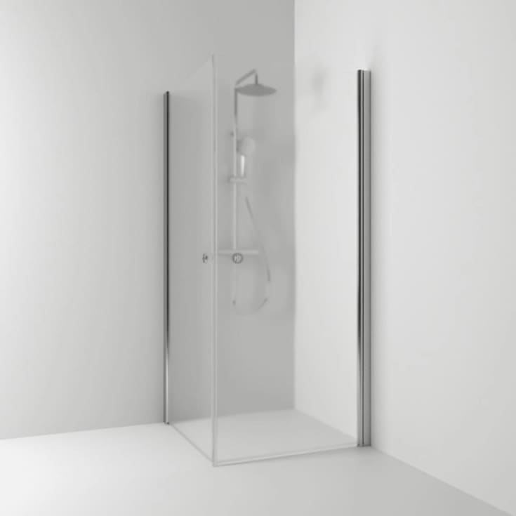 Svedbergs Skoga dusjhjørne rett, 100x70 cm, frostet glass, alu matt profil