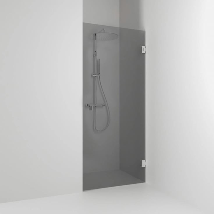 Svedbergs 180° dusjnisje rett, 88,5 cm, røykfarget glass, krom profil