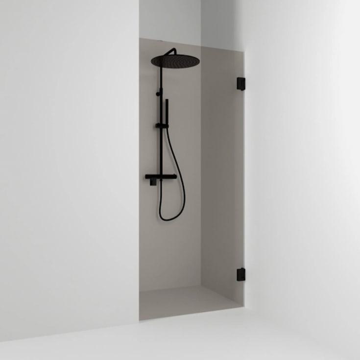 Svedbergs 180° dusjnisje rett, 88,5 cm, bronsefarget glass, sort matt profil