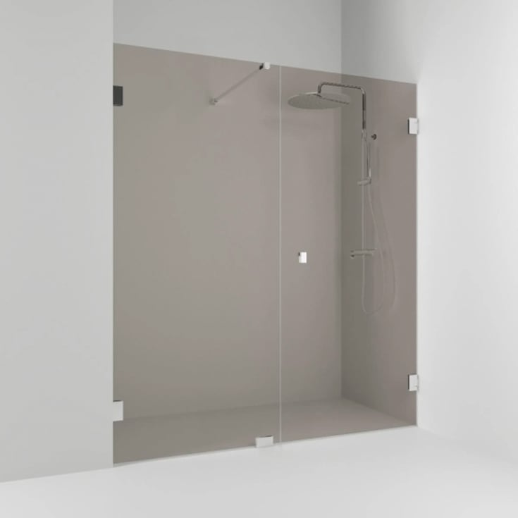 Svedbergs 180° dusjnisje rett/fast, 176,5 cm, bronsefarget glass, krom profil