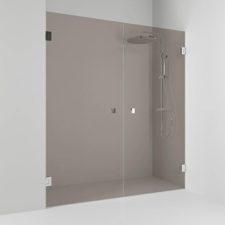 Svedbergs 180° dusjnisje rett, 156,5 cm, bronsefarget glass, krom profil